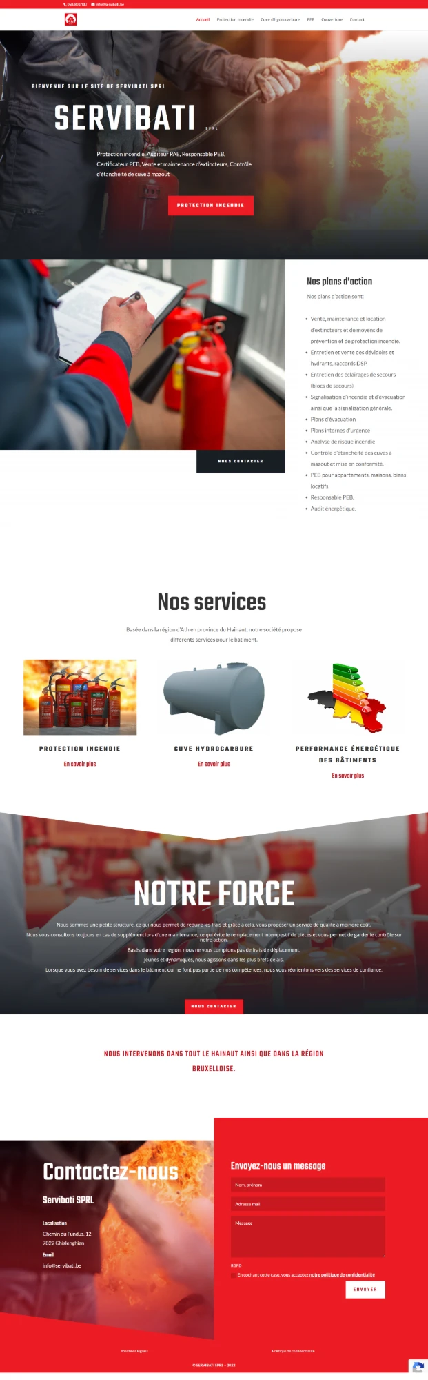 Refonte du site web de Servibati, protection incendie dans le Hainaut